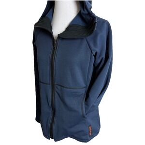 Melanzana Hard Face Hoodie Medium Full Zip Granola Navy Blue Sweatshirt USA Made